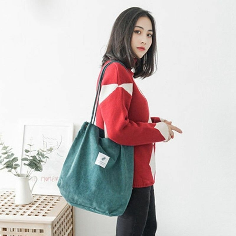 Women Canvas Corduroy Tote Bags Handbag Ladies Shoulder Bag UK - 图片 7