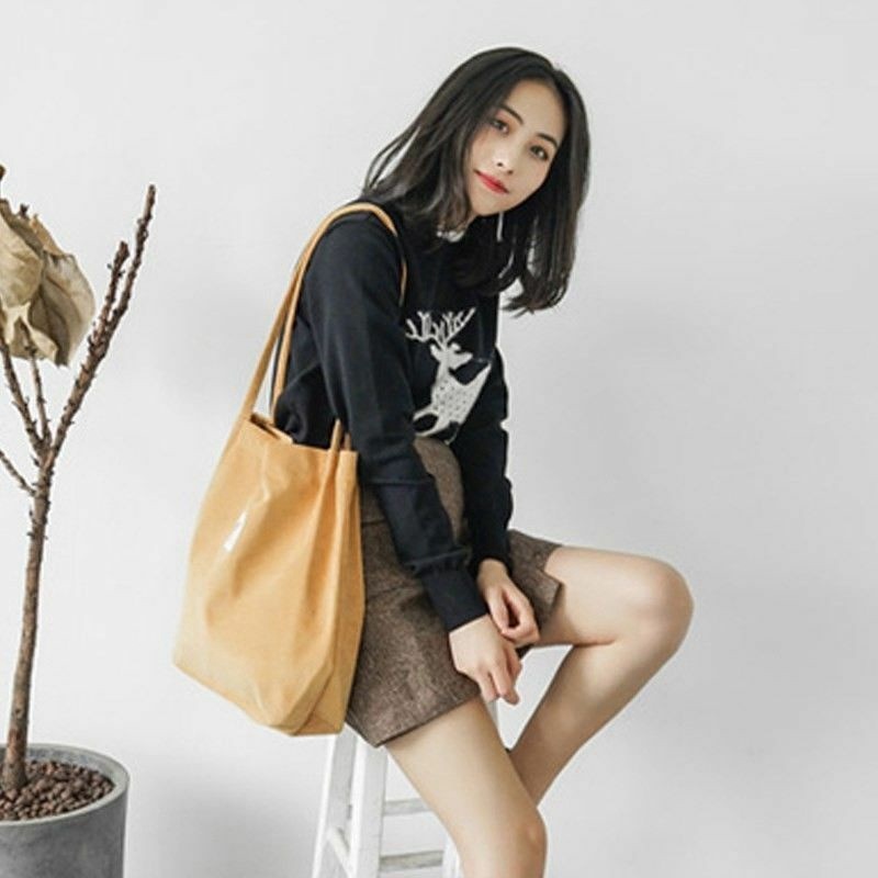 Women Canvas Corduroy Tote Bags Handbag Ladies Shoulder Bag UK - 图片 6