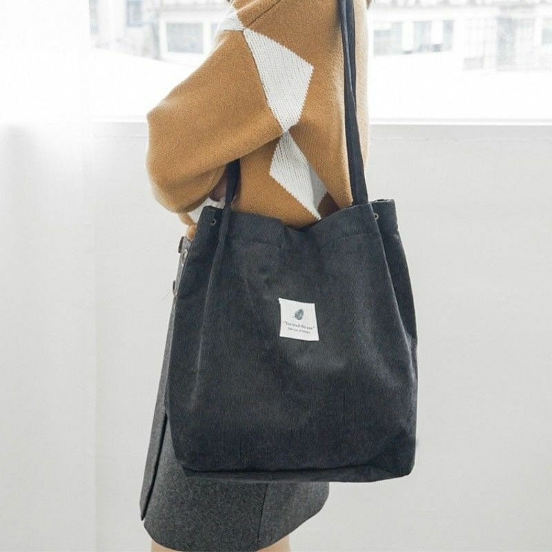 Women Canvas Corduroy Tote Bags Handbag Ladies Shoulder Bag UK - 图片 4