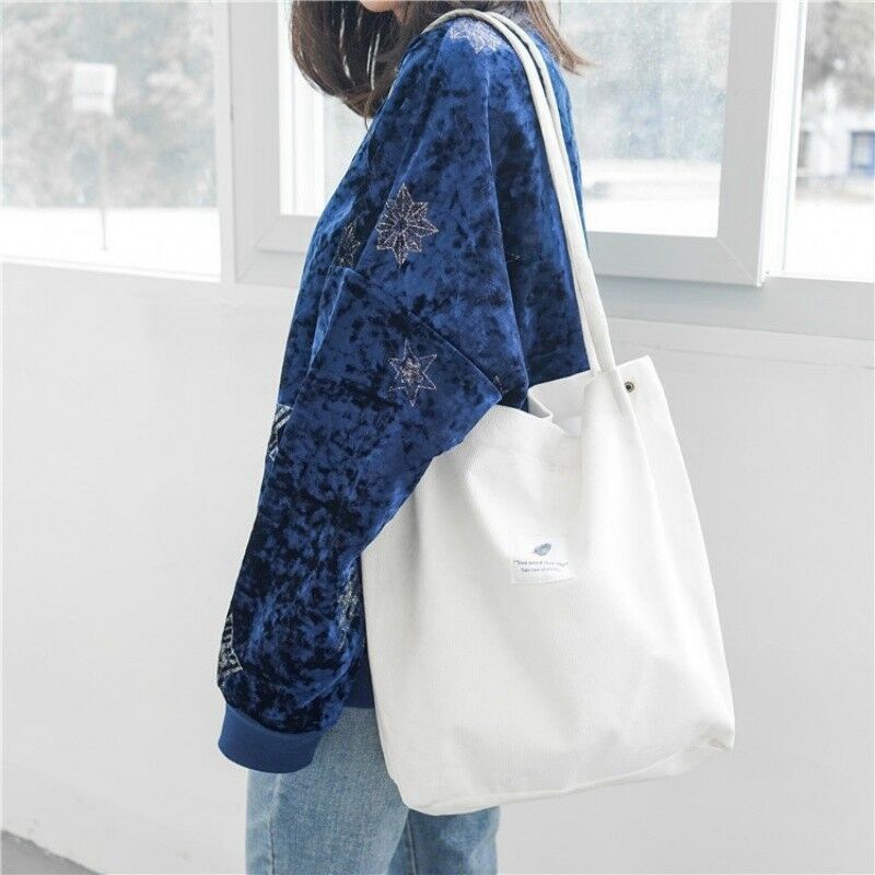 Women Canvas Corduroy Tote Bags Handbag Ladies Shoulder Bag UK - 图片 3