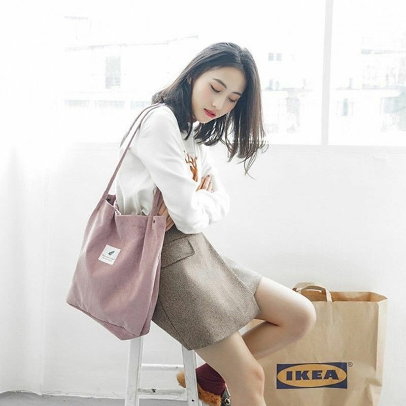 Women Canvas Corduroy Tote Bags Handbag Ladies Shoulder Bag UK - 图片 11