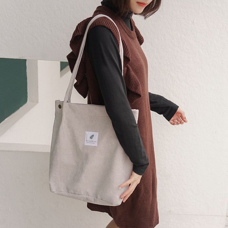 Women Canvas Corduroy Tote Bags Handbag Ladies Shoulder Bag UK - 图片 10