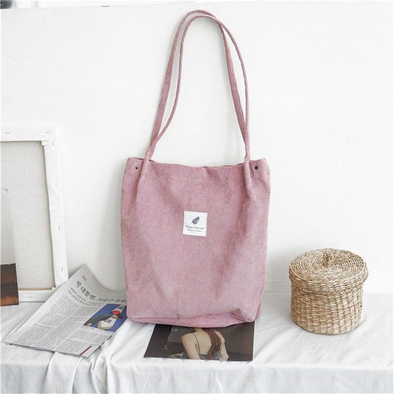 Women Canvas Corduroy Tote Bags Handbag Ladies Shoulder Bag UK - 图片 5