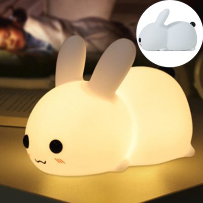 Touch Rabbit Night Lights Silicone Dimmable USB Rechargeable Lamps for Children Gifts Cartoon Cute Animal Bunny