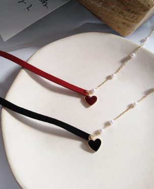 Heart Pendant Pearls Necklace Short Necklaces Women Jewelry Lover Accessories