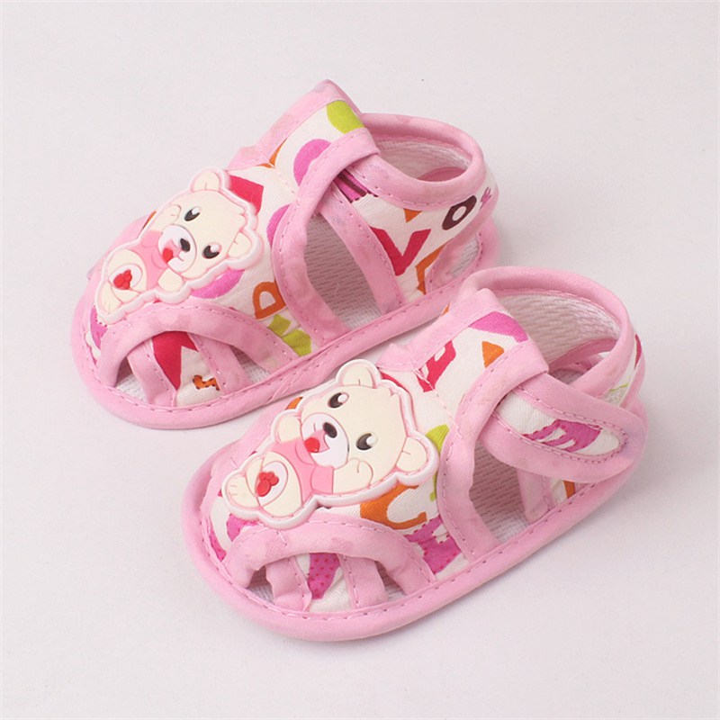 0-1 Years Old Summer New Cartoon Bear Baby's Shoes Cloth Soft Bottom Toddler Sandals Baby Shoes