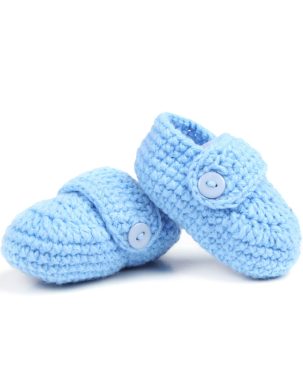 Fashion Comfortable Buckle Baby Shoes Handmade Knitting Crochet Booties Crib Walk Shoes for Infants Toddlers