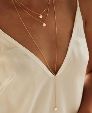 New Arrival 2024 Fashion Minimalist Round Disco Coin Chain Necklace Pendant Dainty Sequins Multi Layers Necklaces Women