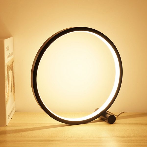 25CM LED Table Lamp Bedroom Circular Desk Lamps For Living Room Black/White Dimmable Bedside Lamp Round Night Light Decoration - Image 2