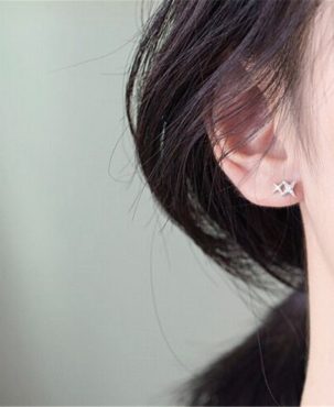 Double Star Linked Stud Earrings Womens Jewellery New UK