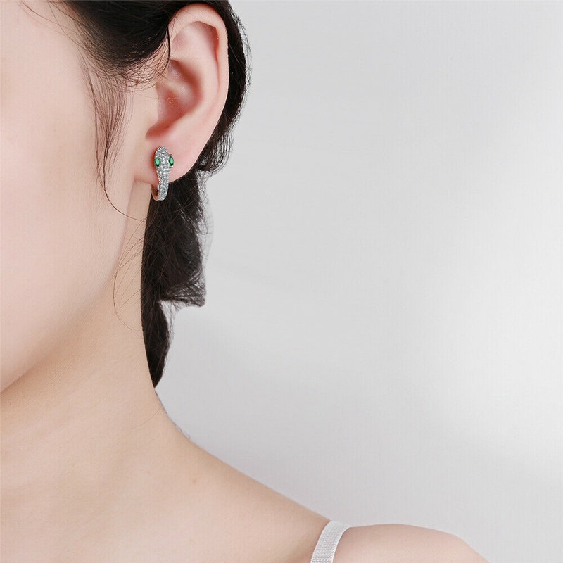 Snake Hoop Crystal Earrings