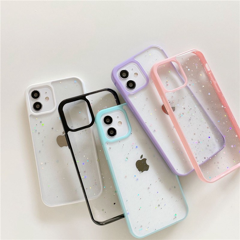 STAR GLITTER Case For iPhone 13 12 11 Pro Max 7 XR X Clear Bling Phone Cover
