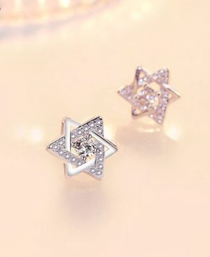 Hexagram Star Stud Earrings Womens Girls Jewellery New UK
