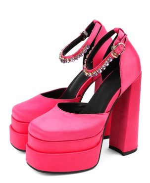 Brand Women Sandals Summer Shoes Sexy Thick High Heels Platform Black Red Yellow Dress Party Wedding Shoes Woman Pumps