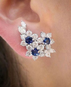 Gorgeous Cubic Zirconia Flower 925 Silver Stud Earrings for Women Jewelry A Pair