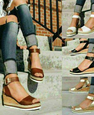 Women Summer Shoes Open Toe Ankle Strap Platform High Heels Wedge Sandals