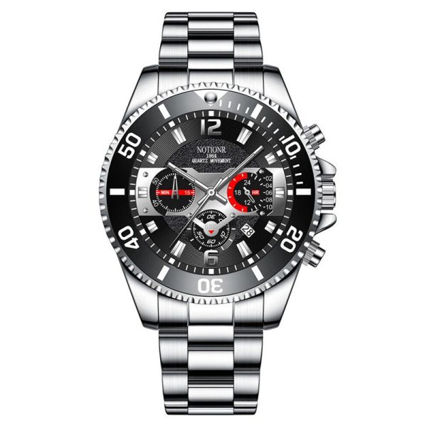 Classic Mens Steel Watches Luminous Waterproof Date Quartz Wrist Watch