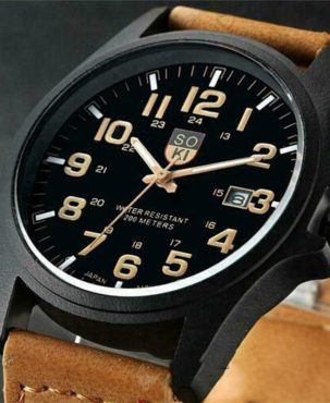 Men’s Military Leather Date Quartz Analog Army Casual Dress Wrist Watches UK