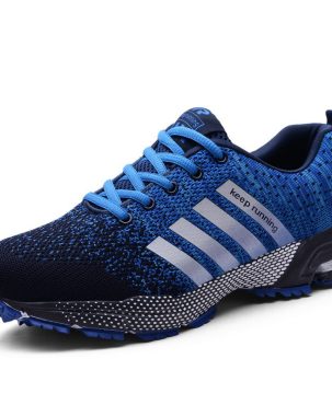 Spring and Autumn Foreign Trade New Couple Sneakers Fly-Kit Mesh Men's Running Shoes Lightweight Breathable plus Size Men's Shoes Fashion