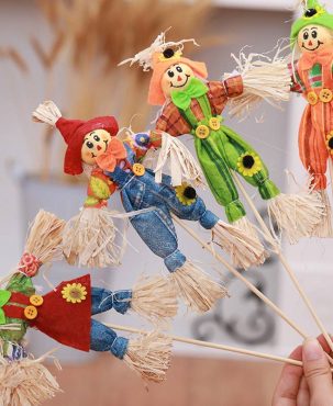 Small Autumn Harvest Scarecrow Decoration For Garden Home Yard Halloween De P/