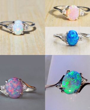 Wedding Engagement Rings Women's Oval Cut Fire Opal Ring Acces