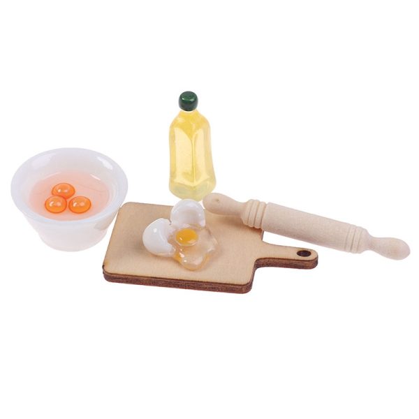 5Pcs/Set Cute Rolling Pin Egg Bowl Olive Oil Set Kitchen Accessories 1:12 Dollhouse Miniature - Image 2