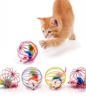 1pc Cat Toy Stick Feather Wand With Bell Mouse Cage Toys Plastic Artificial Colorful Cat Teaser Toy Pet Supplies Random Color