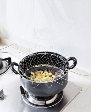 Hot Kitchen Multi-Functional Fry Basket Stainless Steel Folding Drain Basket Household French Fries Kitchen Artifact