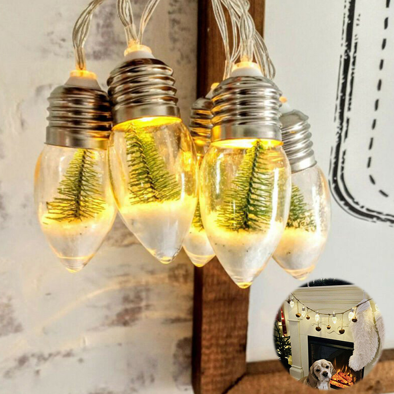 Battery Powered LED Snow Globe Bulb Fairy String Lights Party Xmas Tree Decor - Image 13