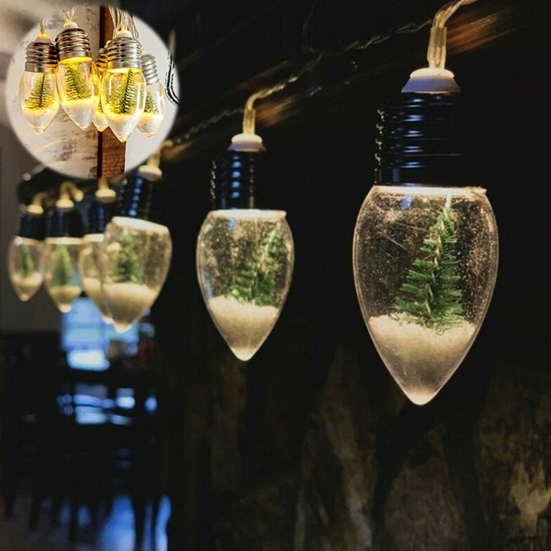 Battery Powered LED Snow Globe Bulb Fairy String Lights Party Xmas Tree Decor - Image 14