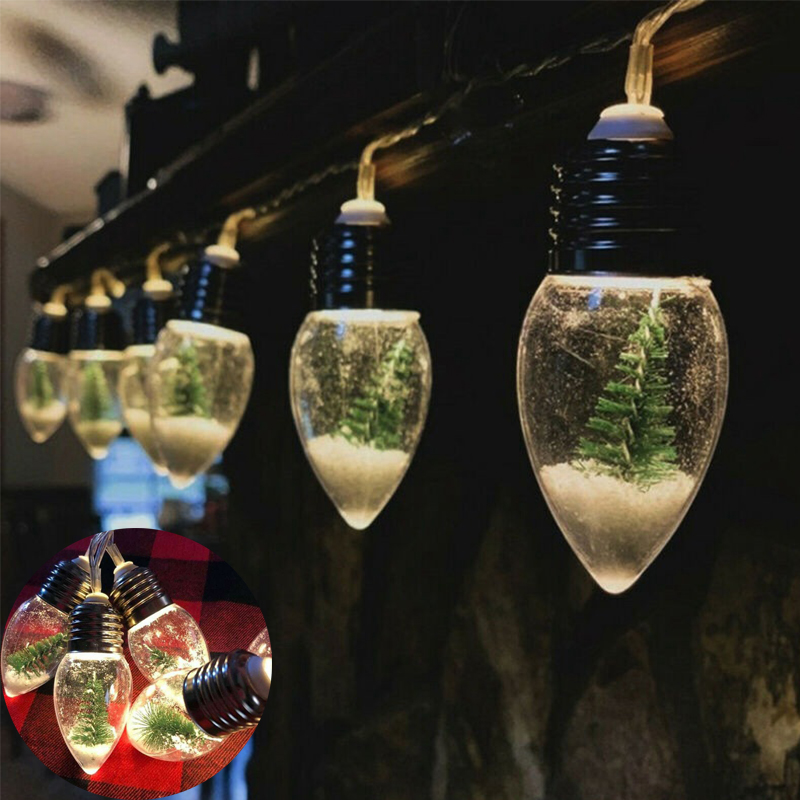 Battery Powered LED Snow Globe Bulb Fairy String Lights Party Xmas Tree Decor - Image 11