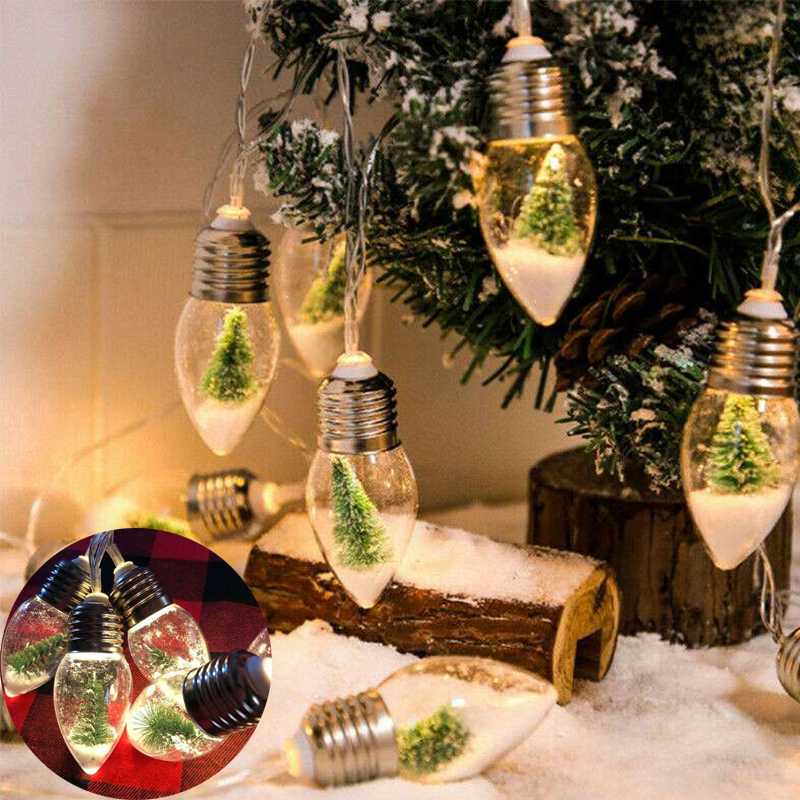 Battery Powered LED Snow Globe Bulb Fairy String Lights Party Xmas Tree Decor - Image 10