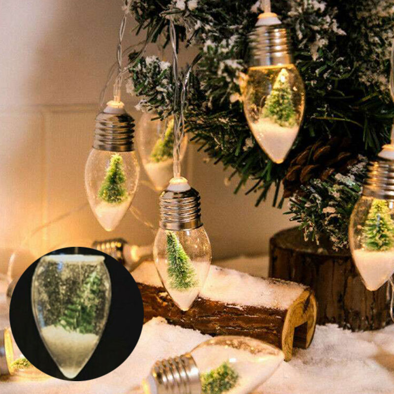Battery Powered LED Snow Globe Bulb Fairy String Lights Party Xmas Tree Decor - Image 22