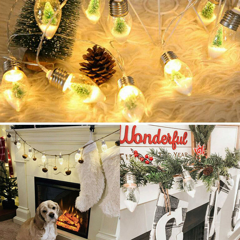 Battery Powered LED Snow Globe Bulb Fairy String Lights Party Xmas Tree Decor - Image 20