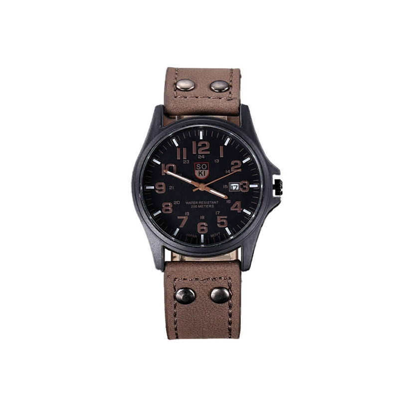 Men’s Military Leather Date Quartz Analog Army Casual Dress Wrist Watches UK - 图片 3