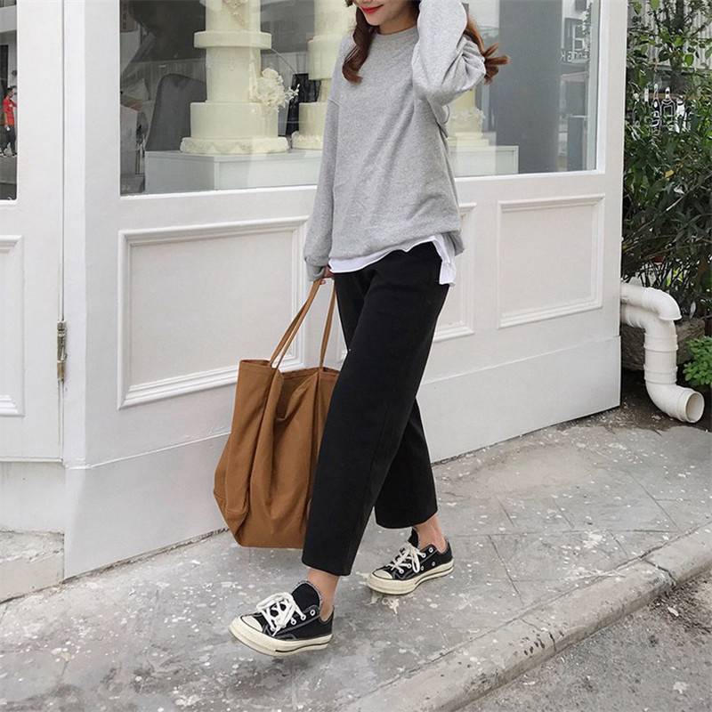 Large Capacity Women Lady Canvas Tote Shoulder Bags Durable Eco Shopping Handbag - 图片 4