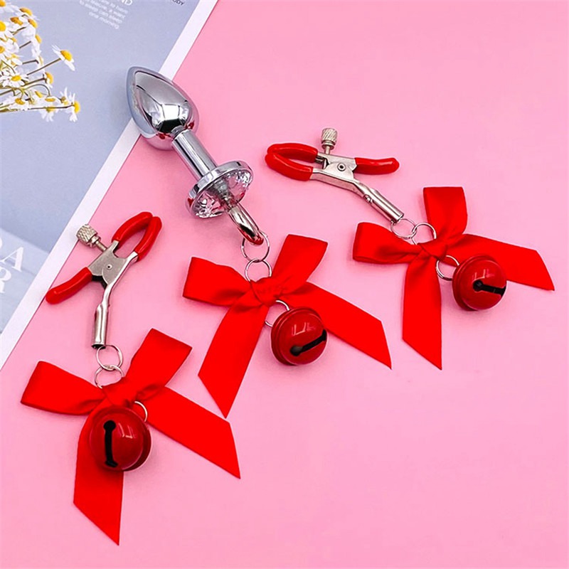 Pink And Black Woman Sexy Adjustable Nipple Clamp Breast Small Bell Adult Fetish Flirting Teasing Sex Toys For Couples