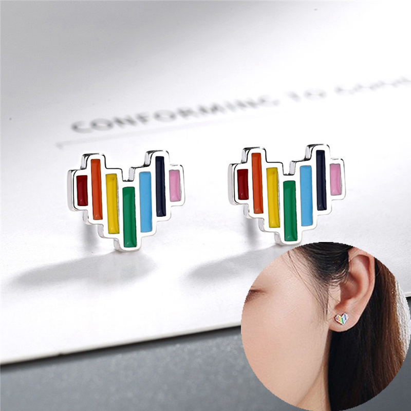 Rainbow Heart Stud Earrings Womens Girls Jewellery Gift UK - Image 17