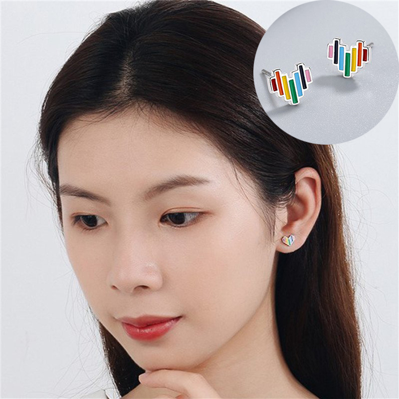 Rainbow Heart Stud Earrings Womens Girls Jewellery Gift UK - Image 15