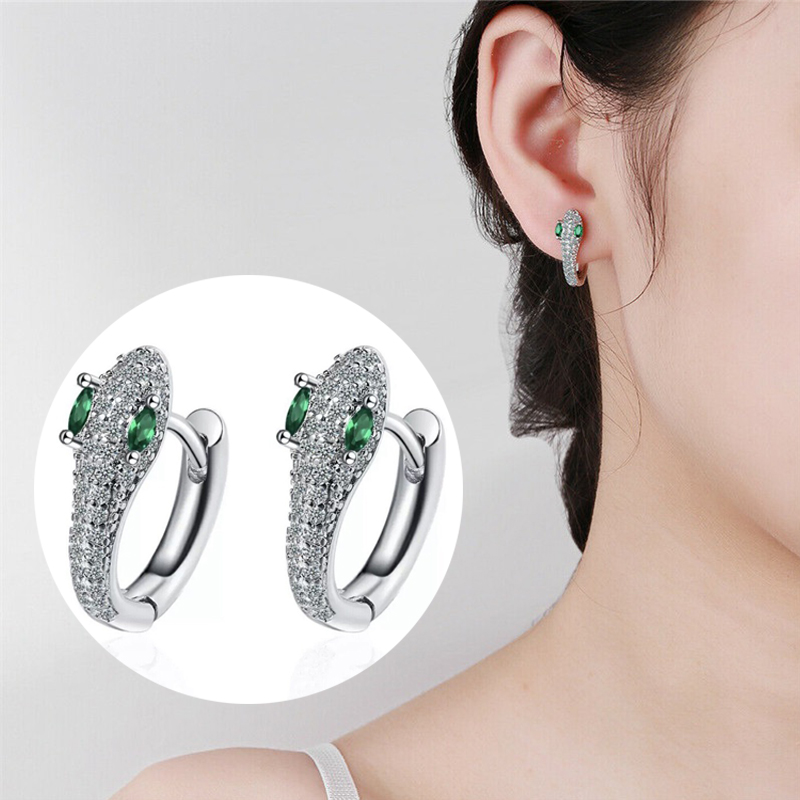 Snake Hoop Crystal Earrings - Image 10