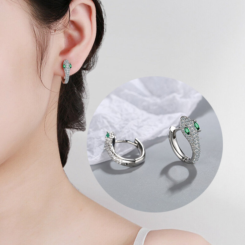 Snake Hoop Crystal Earrings - Image 11