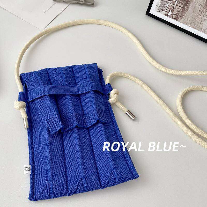 Fashion Knitting Small Crossbody Bags Women Organ Pleated Mini Shoulder Messenger Bag Ladies Foldable Long Straps Phone Purse - 图片 4