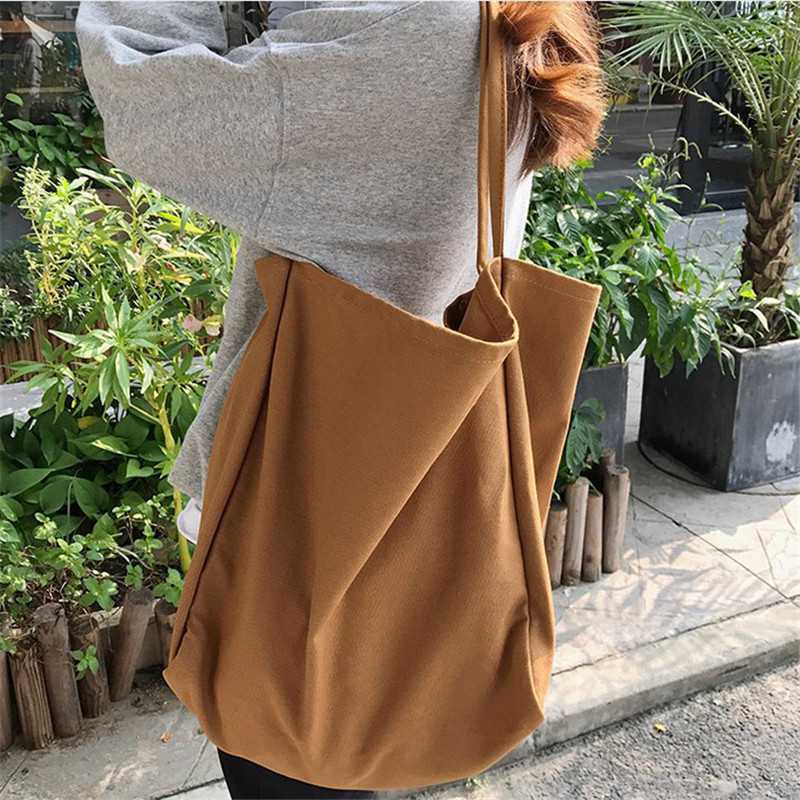Large Capacity Women Lady Canvas Tote Shoulder Bags Durable Eco Shopping Handbag - 图片 5