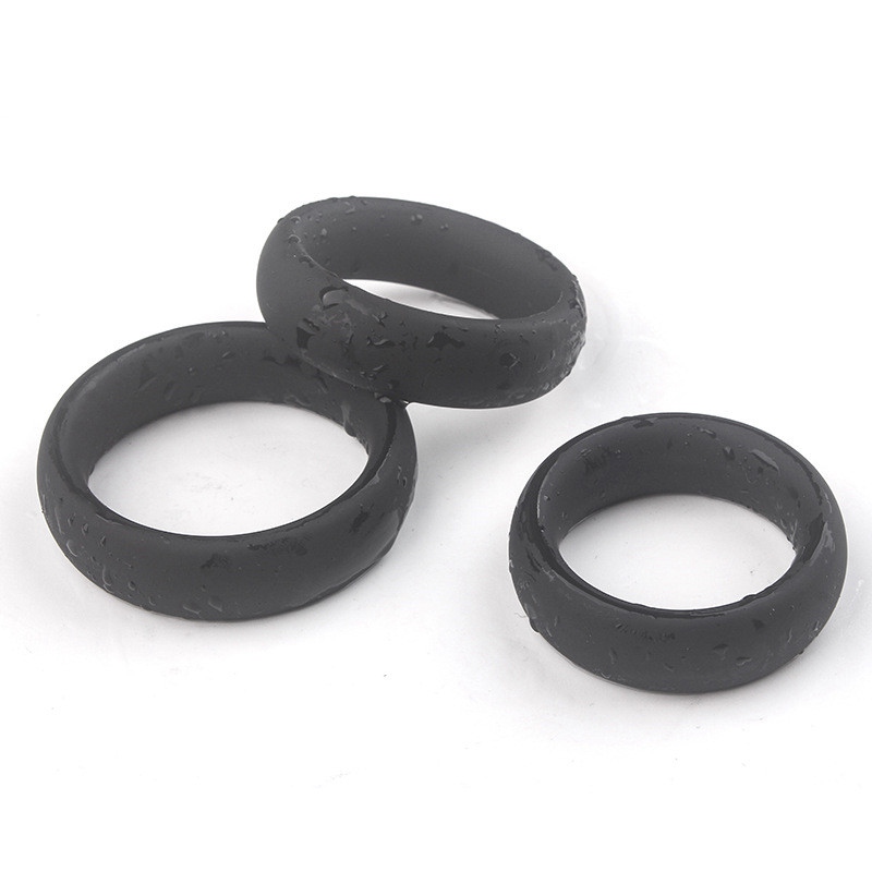 Extra Thick Triple Penis Cock Ring Set Silicone Adult Sex Toy , Black - 图片 5