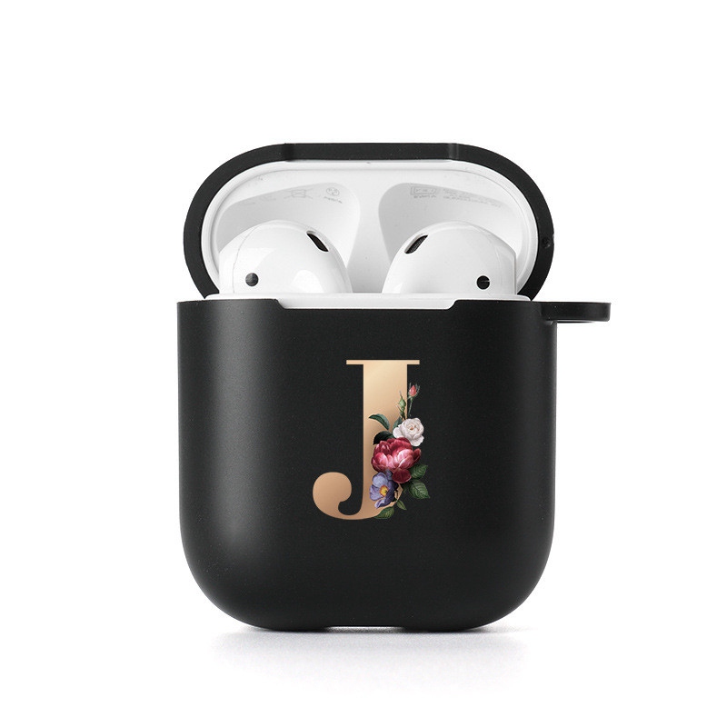 Letter A Z Matte Black Headphone Case For Apple Airpods 1/2 Shockproof Soft Silicone Protection Earphone Box Cover - Image 6
