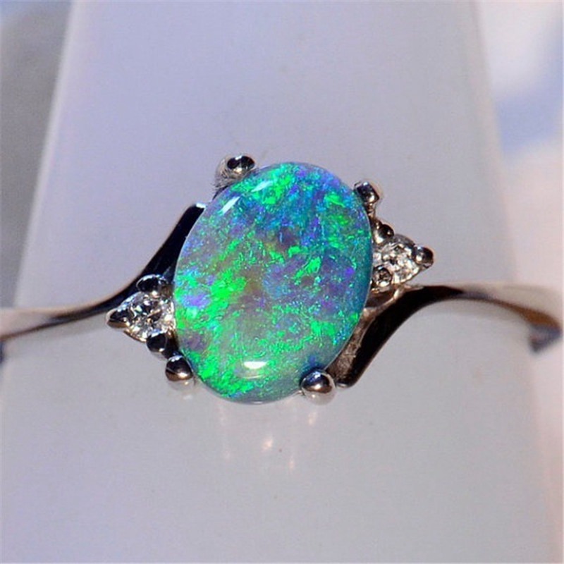Wedding Engagement Rings Women's Oval Cut Fire Opal Ring Acces - 图片 6