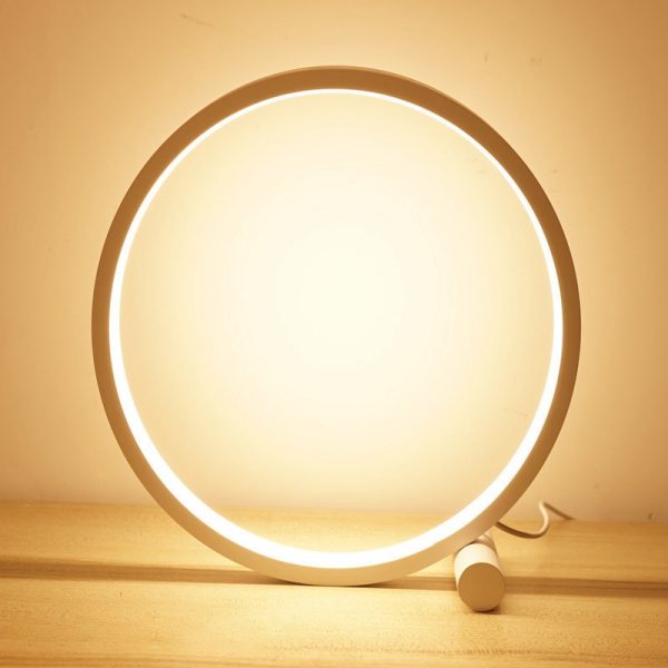 25CM LED Table Lamp Bedroom Circular Desk Lamps For Living Room Black/White Dimmable Bedside Lamp Round Night Light Decoration - Image 9