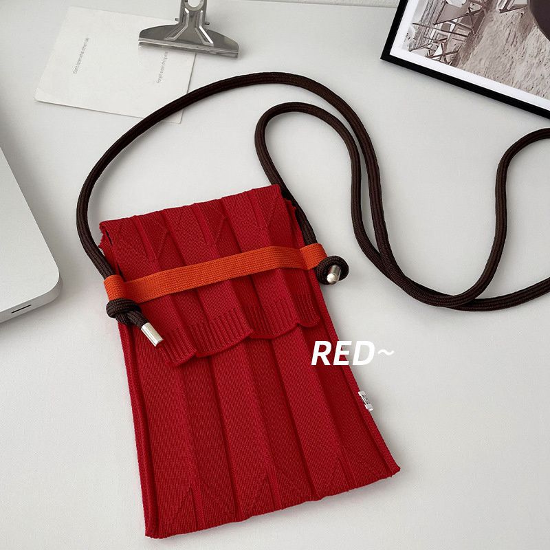 Fashion Knitting Small Crossbody Bags Women Organ Pleated Mini Shoulder Messenger Bag Ladies Foldable Long Straps Phone Purse - 图片 9
