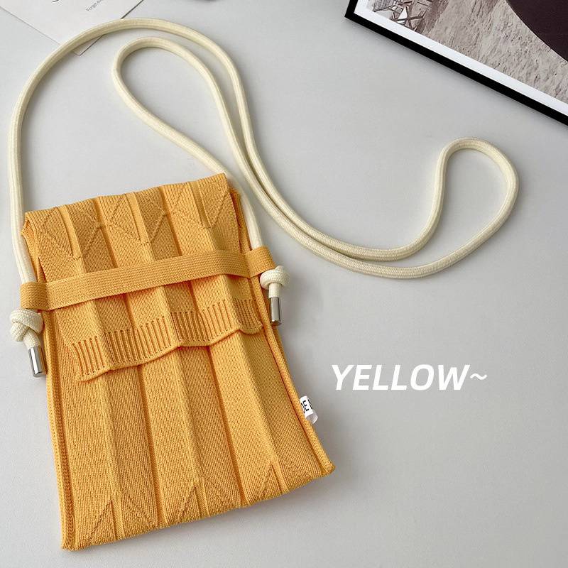 Fashion Knitting Small Crossbody Bags Women Organ Pleated Mini Shoulder Messenger Bag Ladies Foldable Long Straps Phone Purse - 图片 10