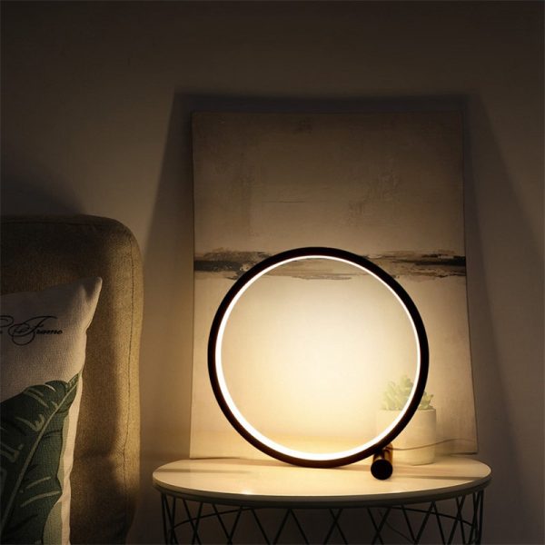 25CM LED Table Lamp Bedroom Circular Desk Lamps For Living Room Black/White Dimmable Bedside Lamp Round Night Light Decoration - Image 11